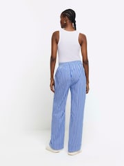 River Island Blue Stripe Poplin Pull On Trousers - Image 2 of 4