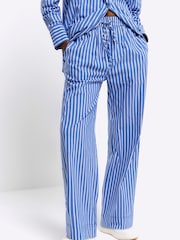 River Island Blue Stripe Poplin Pull On Trousers - Image 3 of 4