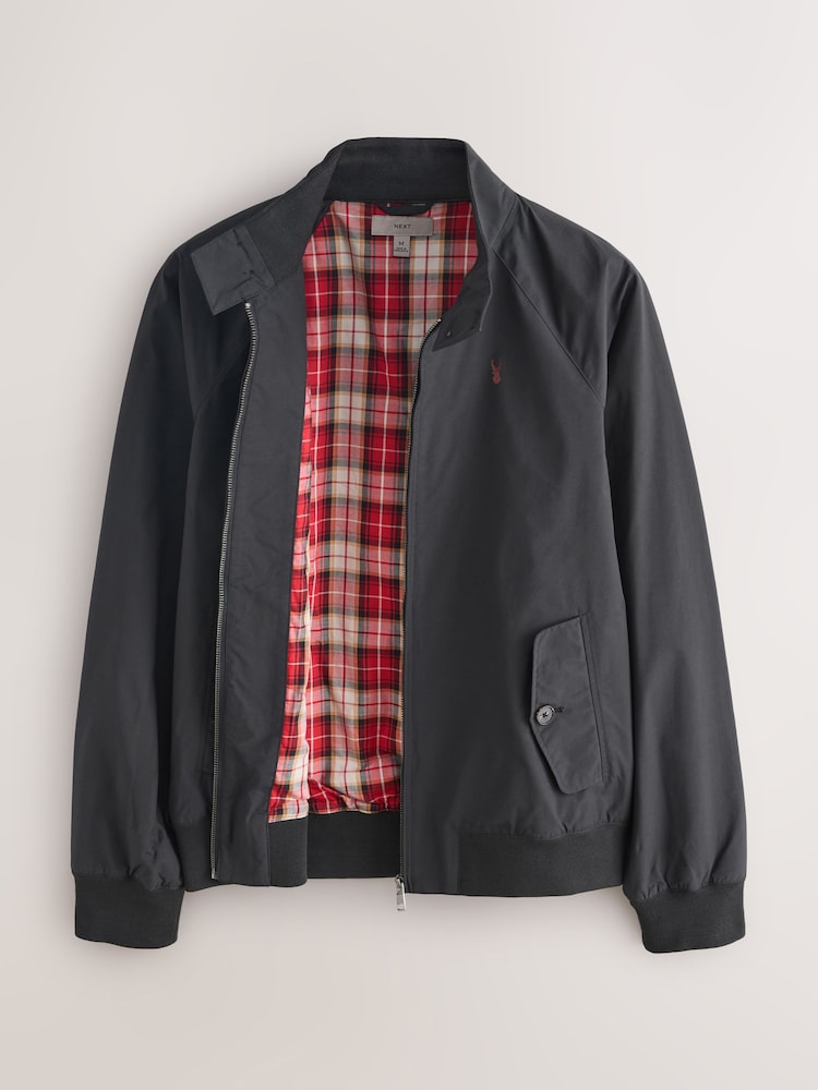 Black Shower Resistant Harrington Jacket With Stag Embroidery - Image 2 of 5