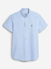 Light Blue Skinny Short Sleeve Stretch Oxford Shirt - Image 4 of 4