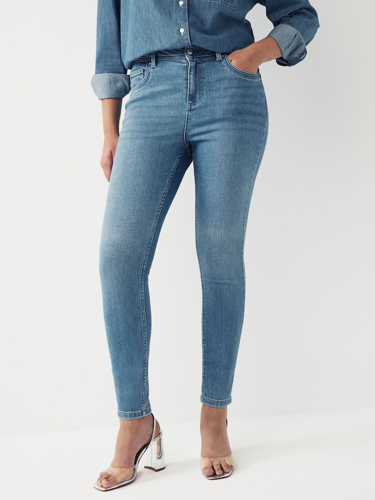 Mid Blue Denim Super Soft Skinny Hourglass Jeans - Image 1 of 6
