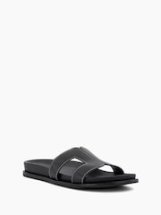 Dune London Black/Chrome Standard Fit Loupa Footbed Smart Slides - Image 4 of 6