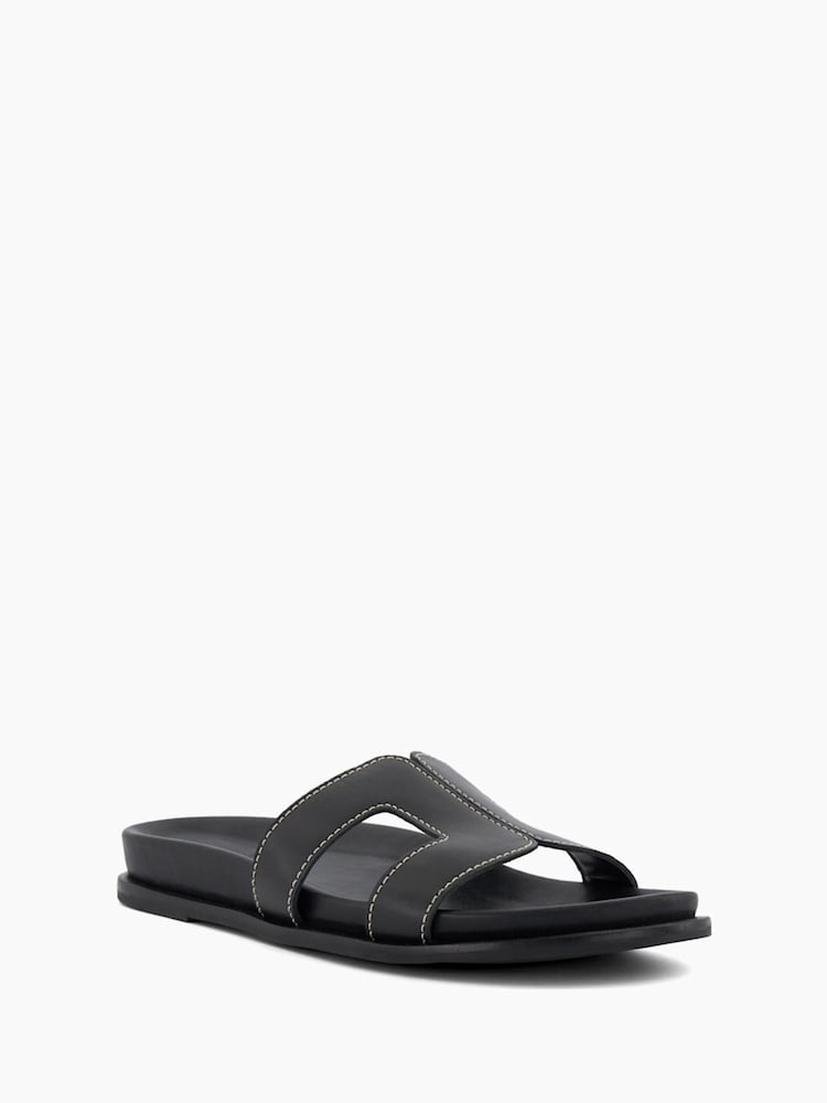 Dune London Black/Chrome Standard Fit Loupa Footbed Smart Slides - Image 4 of 6
