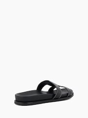 Dune London Black/Chrome Standard Fit Loupa Footbed Smart Slides - Image 5 of 6