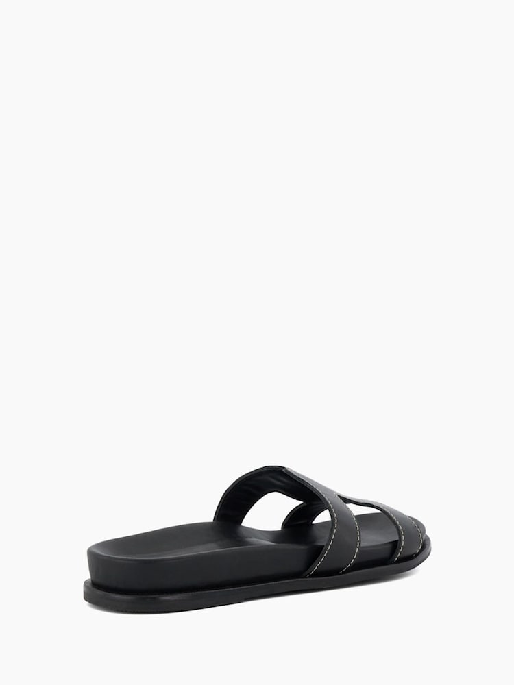 Dune London Black/Chrome Standard Fit Loupa Footbed Smart Slides - Image 5 of 6