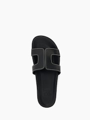 Dune London Black/Chrome Standard Fit Loupa Footbed Smart Slides - Image 6 of 6