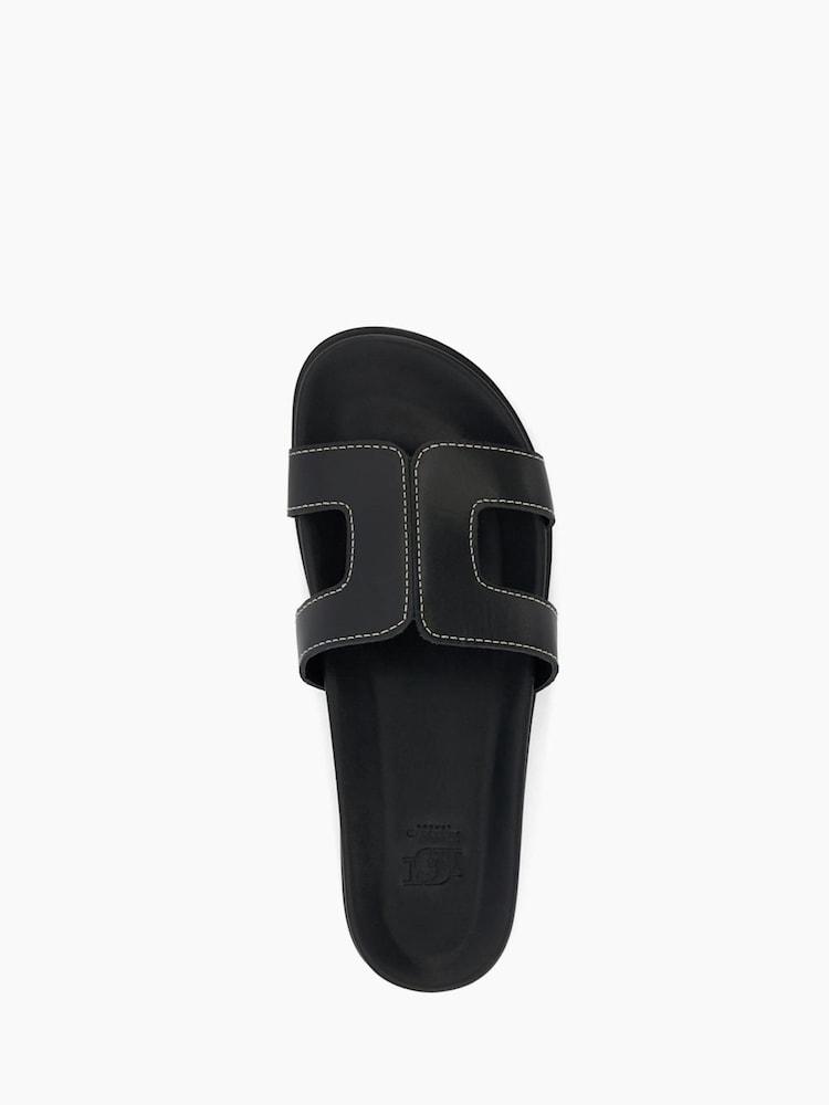 Dune London Black/Chrome Standard Fit Loupa Footbed Smart Slides - Image 6 of 6