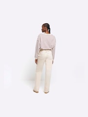 River Island Cream High Rise Relaxed Straight Jeans - Image 2 of 5