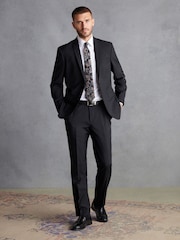 Black Regular Fit Signature Tollegno Wool Suit: Trousers - Image 2 of 7