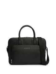 Tommy Hilfiger Black Metal Logo Textured Slim Laptop Bag - Image 2 of 4