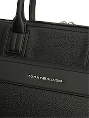 Tommy Hilfiger Black Metal Logo Textured Slim Laptop Bag - Image 4 of 4
