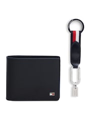 Tommy Hilfiger Blue Leather Credit Card Wallet And Key Fob Gift Set - Image 2 of 4