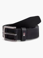 Tommy Hilfiger Black Leather Enamel Flag Rectangular Buckle Belt - Image 1 of 4