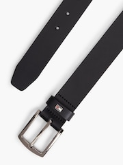 Tommy Hilfiger Black Leather Enamel Flag Rectangular Buckle Belt - Image 3 of 4