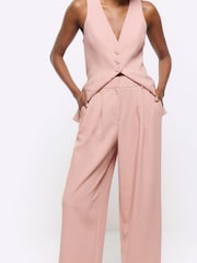 River Island Pink Triple Pleat Wide Leg Trousers - Image 3 of 4