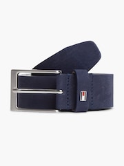 Tommy Hilfiger Blue Leather Enamel Flag Rectangular Buckle Belt - Image 1 of 4