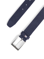 Tommy Hilfiger Blue Leather Enamel Flag Rectangular Buckle Belt - Image 2 of 4