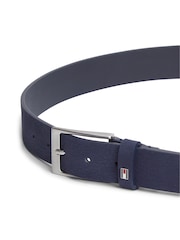 Tommy Hilfiger Blue Leather Enamel Flag Rectangular Buckle Belt - Image 3 of 4