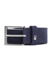Tommy Hilfiger Blue Leather Enamel Flag Rectangular Buckle Belt - Image 4 of 4