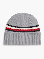 Tommy Hilfiger Grey Wool Blend Global Stripe Beanie - Image 2 of 4