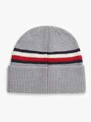 Tommy Hilfiger Grey Wool Blend Global Stripe Beanie - Image 3 of 4