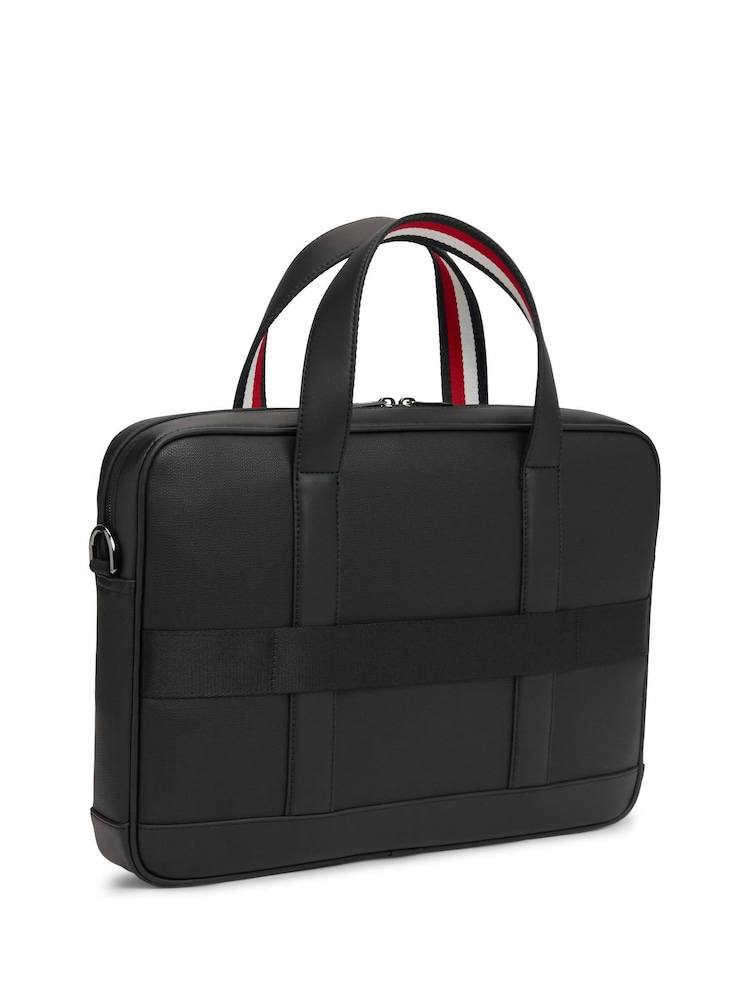 Tommy Hilfiger Black Textured Global Stripe Laptop Bag - Image 2 of 5 Tommy Hilfiger Black Textured Global Stripe Laptop Bag - Image 2 of 5