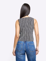 River Island Black Tie Stripe Waistcoat - Image 2 of 4