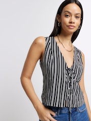 River Island Black Tie Stripe Waistcoat - Image 3 of 4