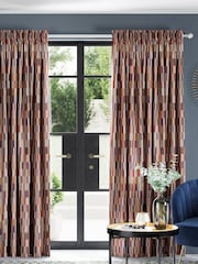 Rust Brown Blocks Made To Measure Curtains - Image 1 of 8