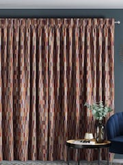 Rust Brown Blocks Made To Measure Curtains - Image 2 of 8