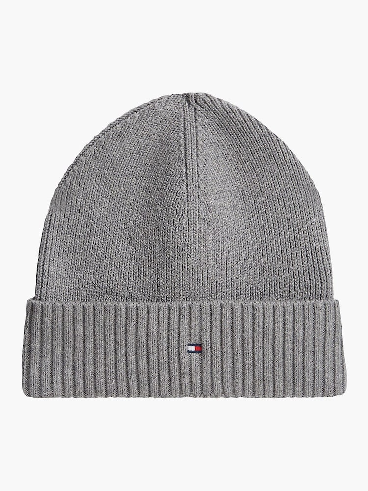 Tommy Hilfiger Grey Flag Embroidery Beanie With Cashmere - Image 2 of 4 Tommy Hilfiger Grey Flag Embroidery Beanie With Cashmere - Image 2 of 4