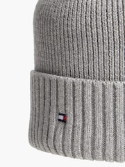 Tommy Hilfiger Grey Flag Embroidery Beanie With Cashmere - Image 4 of 4