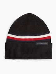 Tommy Hilfiger Black Wool Blend Global Stripe Beanie - Image 1 of 4