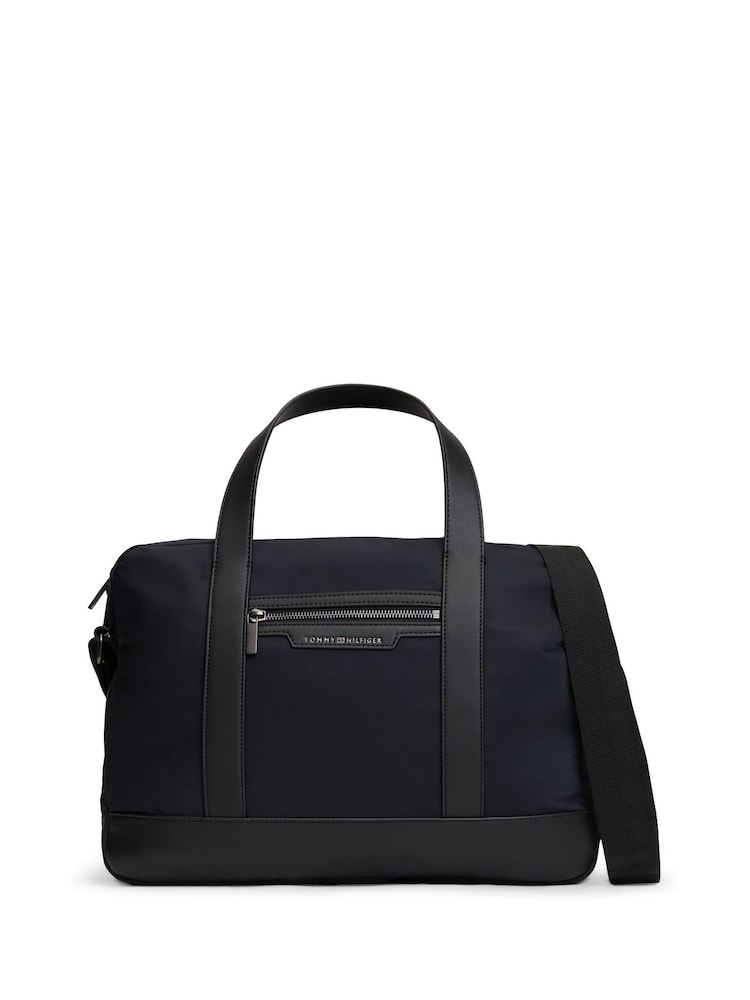 Tommy Hilfiger Black Zip Pocket Textile Laptop Bag - Image 1 of 5 Tommy Hilfiger Black Zip Pocket Textile Laptop Bag - Image 1 of 5