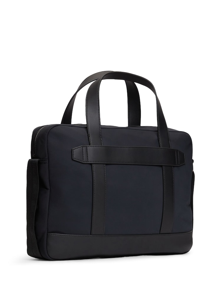 Tommy Hilfiger Black Zip Pocket Textile Laptop Bag - Image 2 of 5 Tommy Hilfiger Black Zip Pocket Textile Laptop Bag - Image 2 of 5