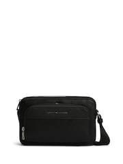 Tommy Hilfiger Black Metal Logo Textured Cross-Body Reporter Bag - Image 1 of 5