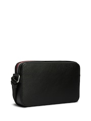 Tommy Hilfiger Black Metal Logo Textured Cross-Body Reporter Bag - Image 2 of 5