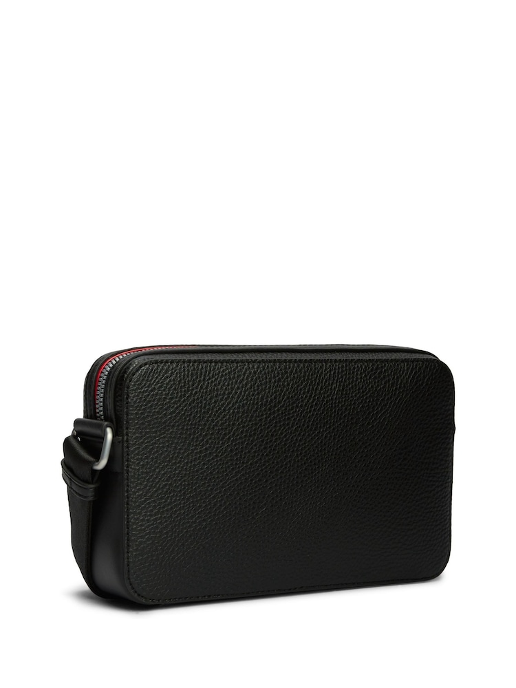 Tommy Hilfiger Black Metal Logo Textured Cross-Body Reporter Bag - Image 2 of 5 Tommy Hilfiger Black Metal Logo Textured Cross-Body Reporter Bag - Image 2 of 5
