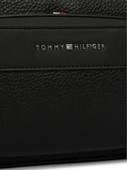 Tommy Hilfiger Black Metal Logo Textured Cross-Body Reporter Bag - Image 4 of 5