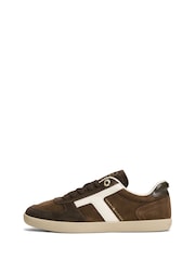 Tommy Hilfiger Brown Suede Mixed Texture Enamel Flag Trainers - Image 2 of 6