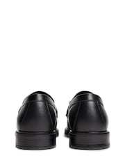 Tommy Hilfiger Black Leather Chain Horsebit Fringe Loafers - Image 4 of 6