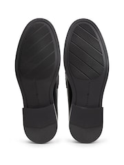 Tommy Hilfiger Black Leather Chain Horsebit Fringe Loafers - Image 6 of 6