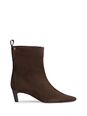 Tommy Hilfiger Brown Kitten Heel Suede Ankle Boots - Image 1 of 6