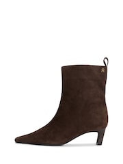 Tommy Hilfiger Brown Kitten Heel Suede Ankle Boots - Image 2 of 6