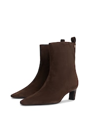 Tommy Hilfiger Brown Kitten Heel Suede Ankle Boots - Image 3 of 6