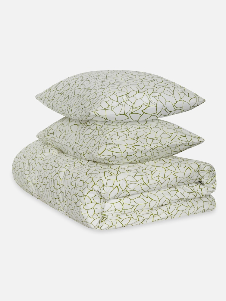 Jasper Conran London Green Mini Leaves 200 TC Percale 100% Cotton Duvet Set - Image 4 of 4