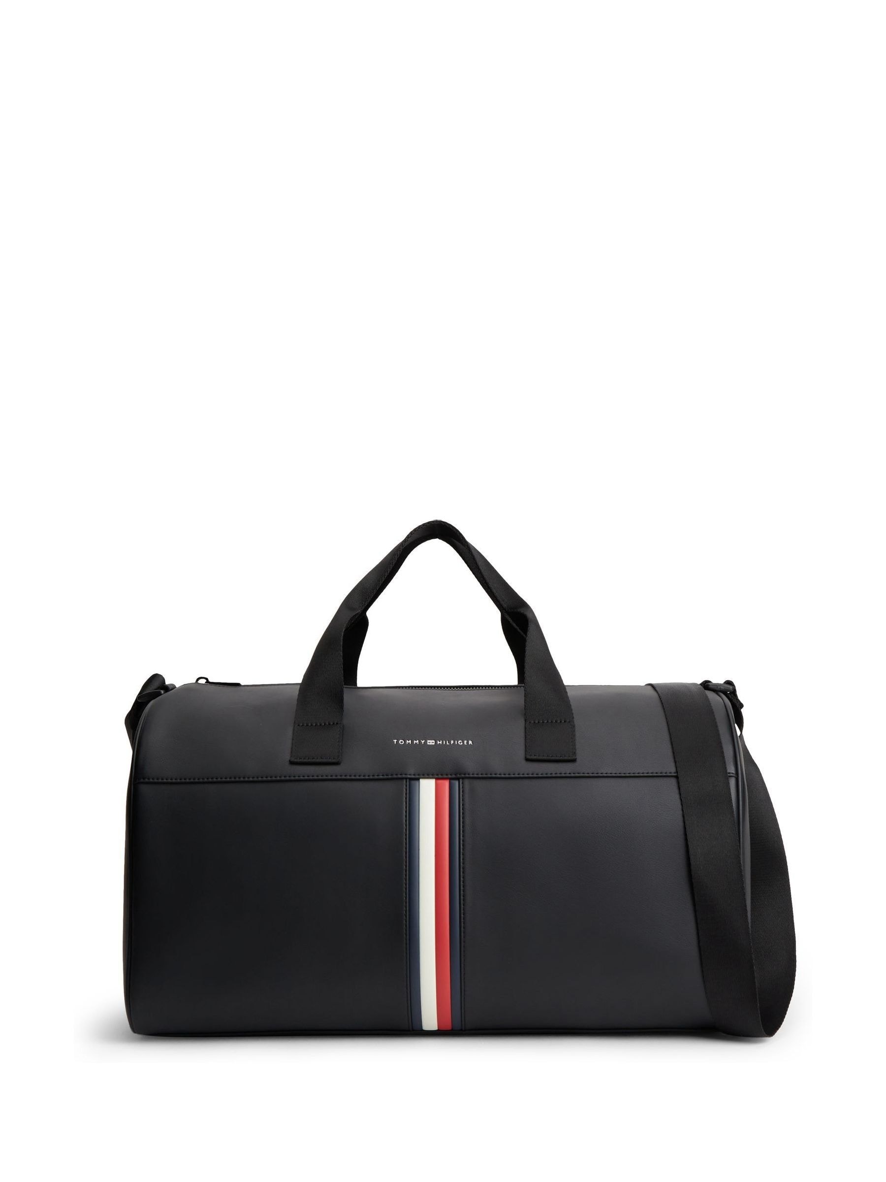 Buy Tommy Hilfiger Black Metallic Logo Signature Tape Duffel Bag Buy Tommy Hilfiger Black Metallic Logo Signature Tape Duffel Bag