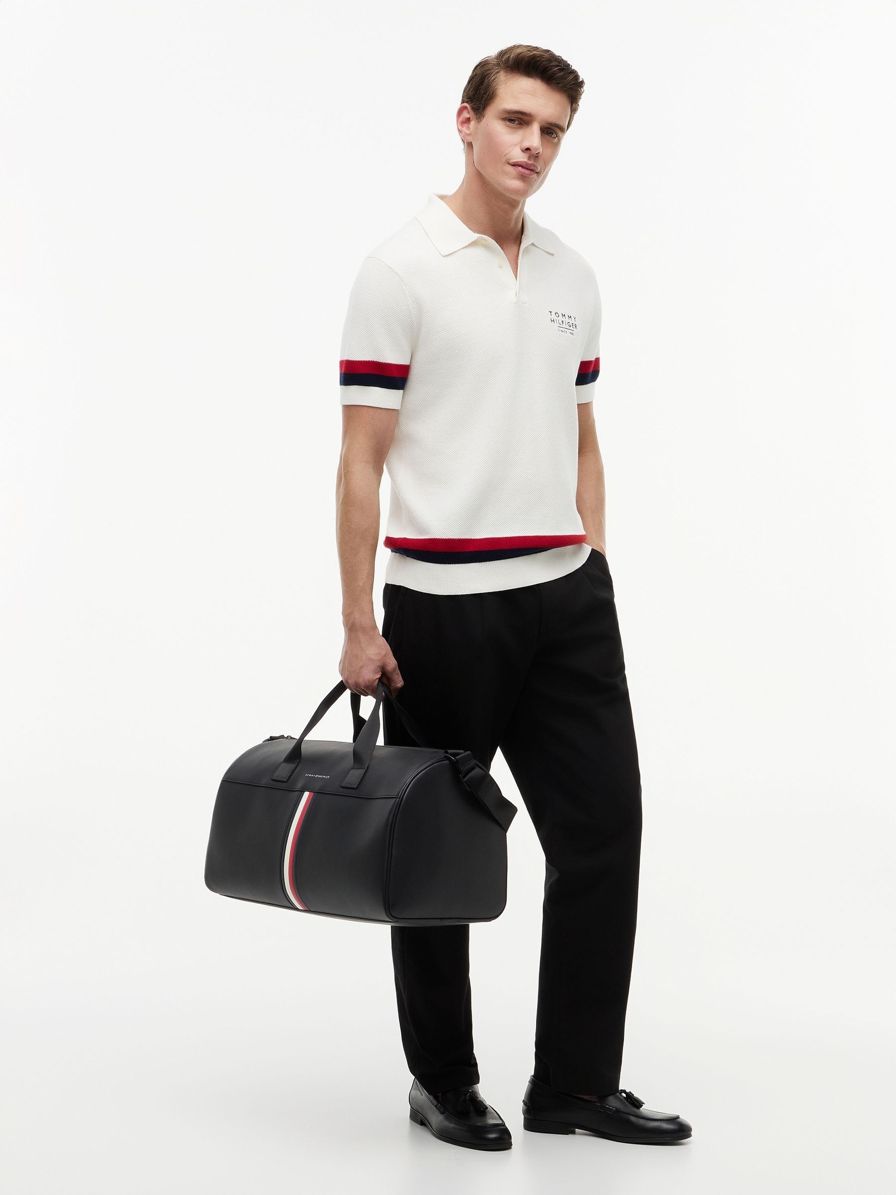 Buy Tommy Hilfiger Black Metallic Logo Signature Tape Duffel Bag