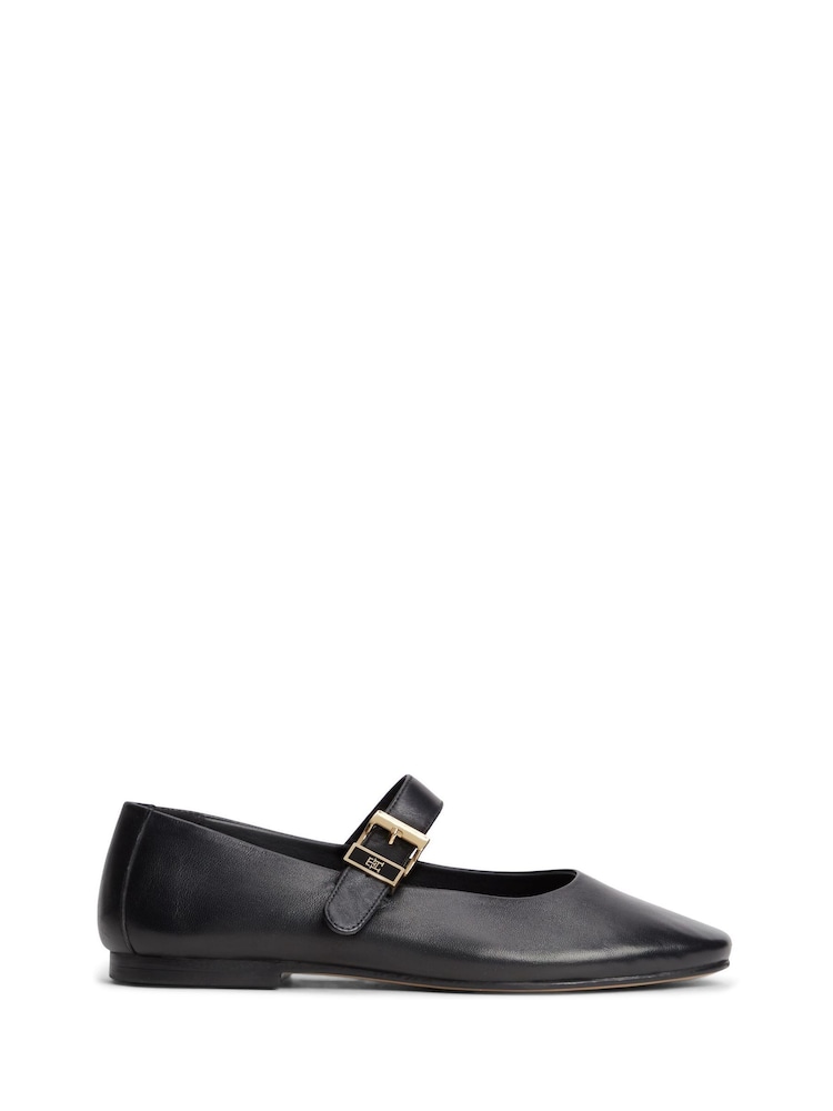 Tommy Hilfiger Black Leather Buckle Mary Jane Ballerinas - Image 1 of 6 Tommy Hilfiger Black Leather Buckle Mary Jane Ballerinas - Image 1 of 6