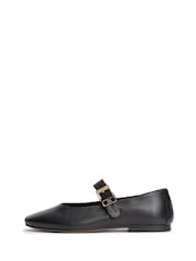 Tommy Hilfiger Black Leather Buckle Mary Jane Ballerinas - Image 2 of 6